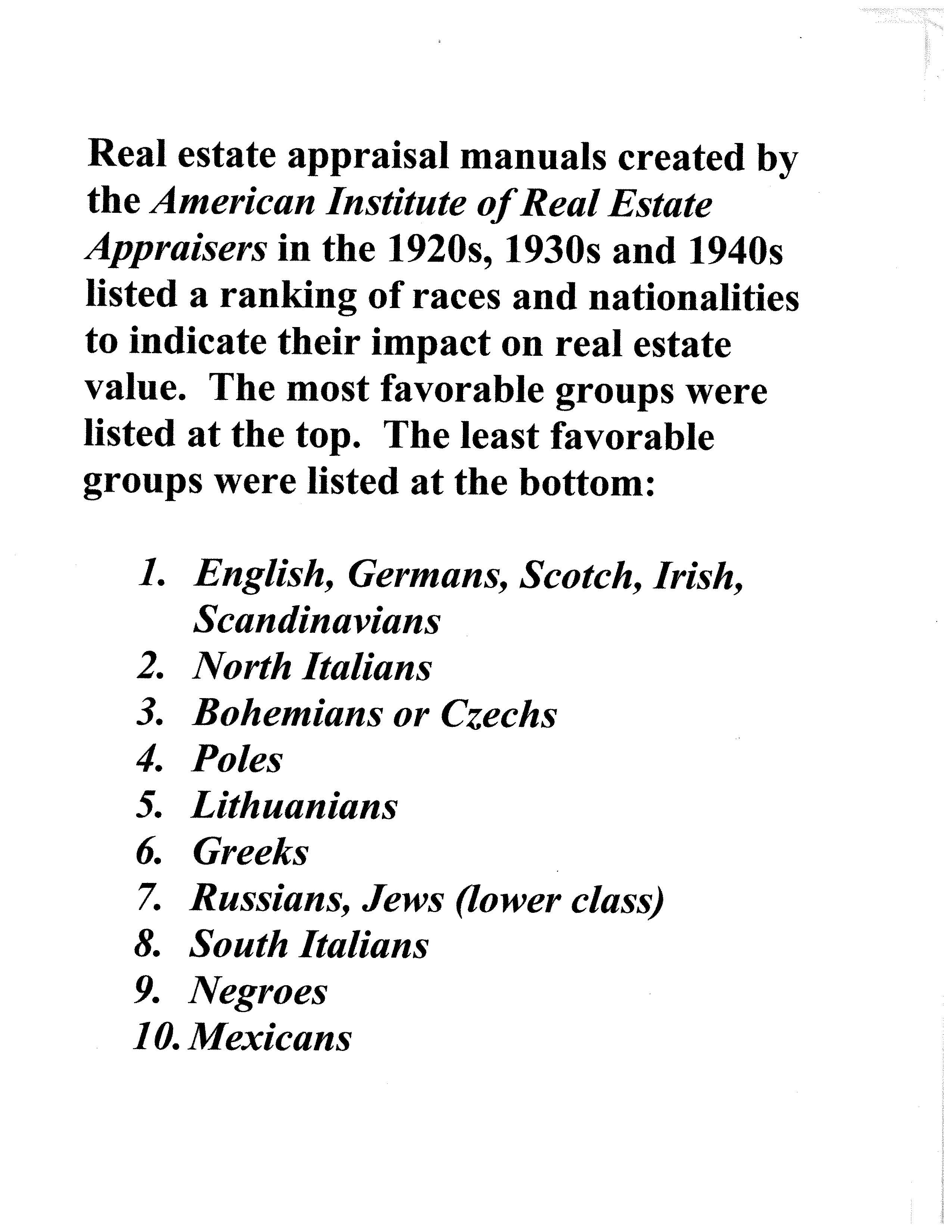Appraisal list