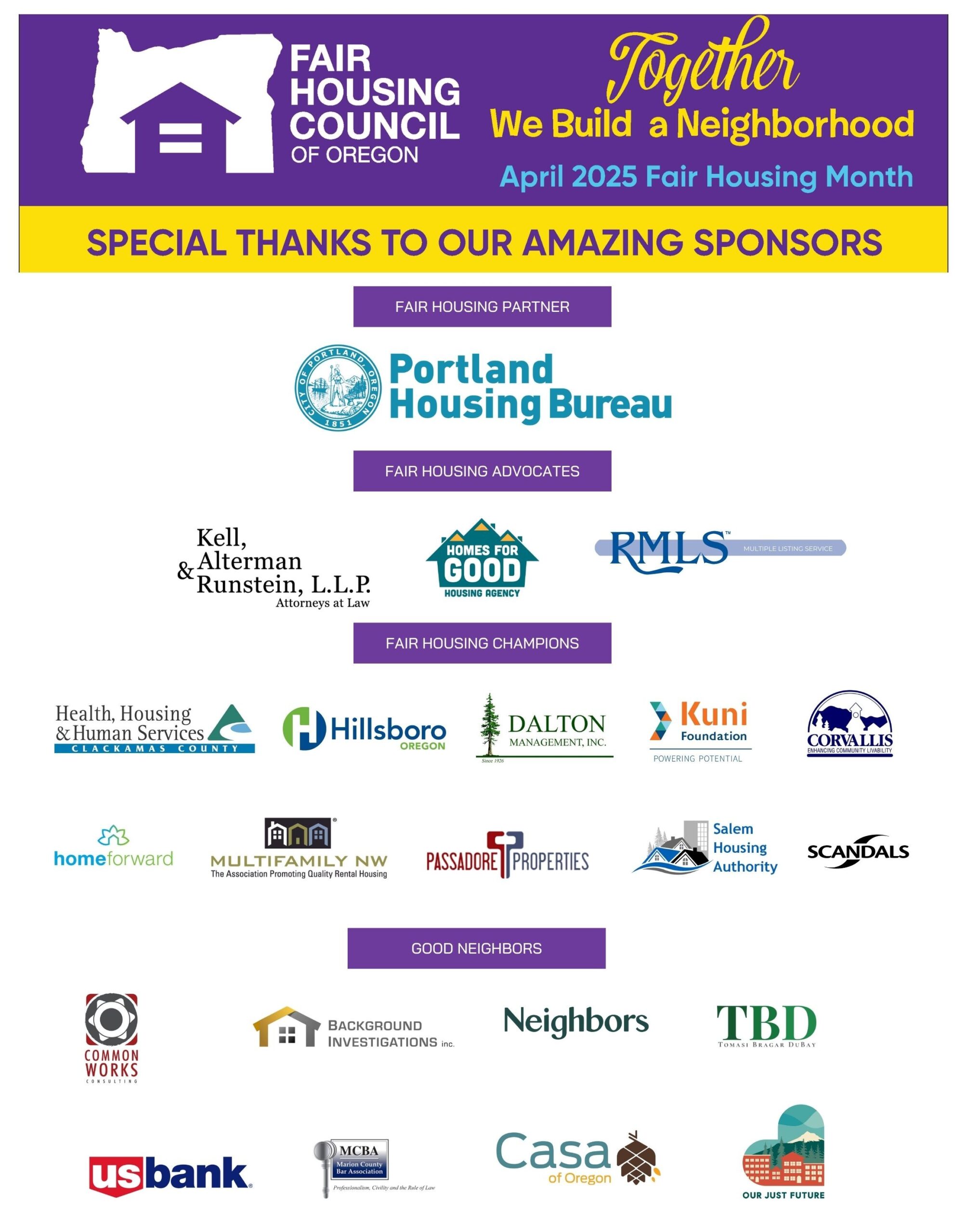 2025 Fair Housing Month Sponsors